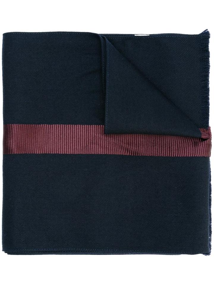 Paul Smith Striped Scarf, Men's, Blue, Silk/wool