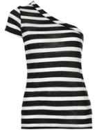 Rta Anais One Striped Asymmetric T-shirt - Black