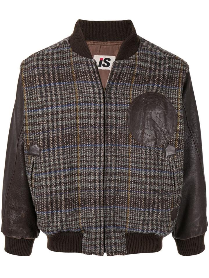 Issey Miyake Pre-owned 1980's Chest Logo Plaid Bomber - Brown