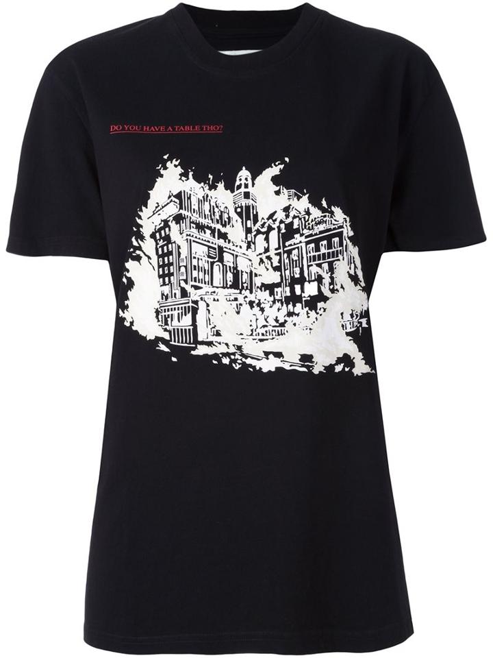 Off-white 'burning Palace' T-shirt, Women's, Size: Medium, Black, Cotton