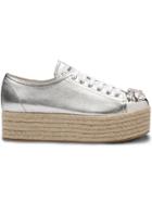 Miu Miu Swarovski Crystal Toe-cap Espadrilles - Grey