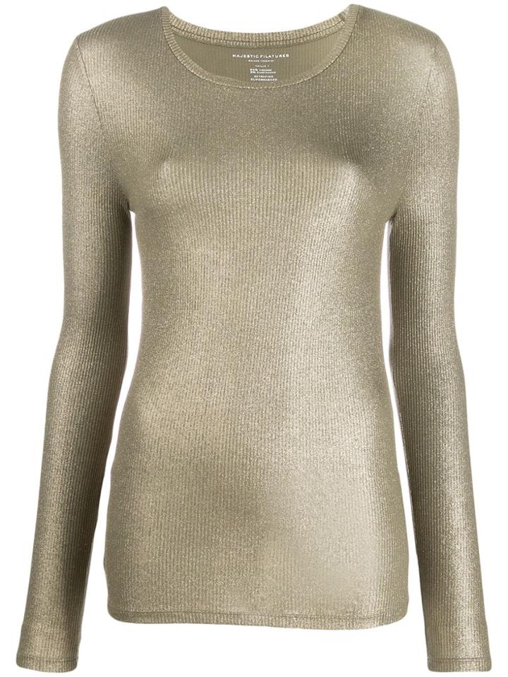 Majestic Filatures Shimmer Ribbed Knit Jumper - Gold