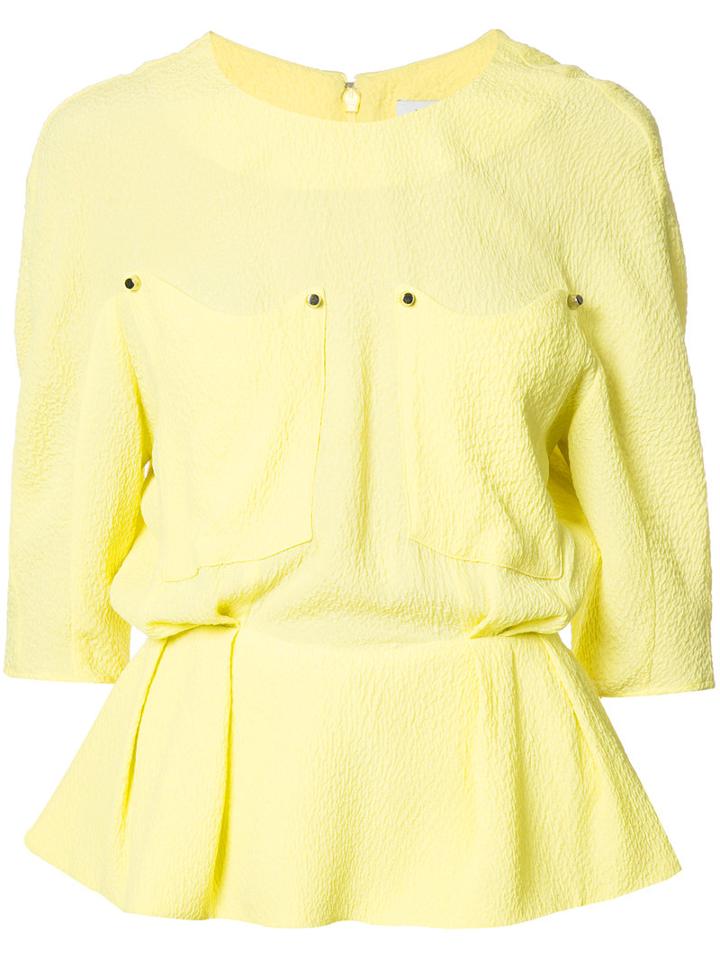 Mugler Peplum Blouse, Women's, Size: 34, Yellow/orange, Viscose/acetate/silk