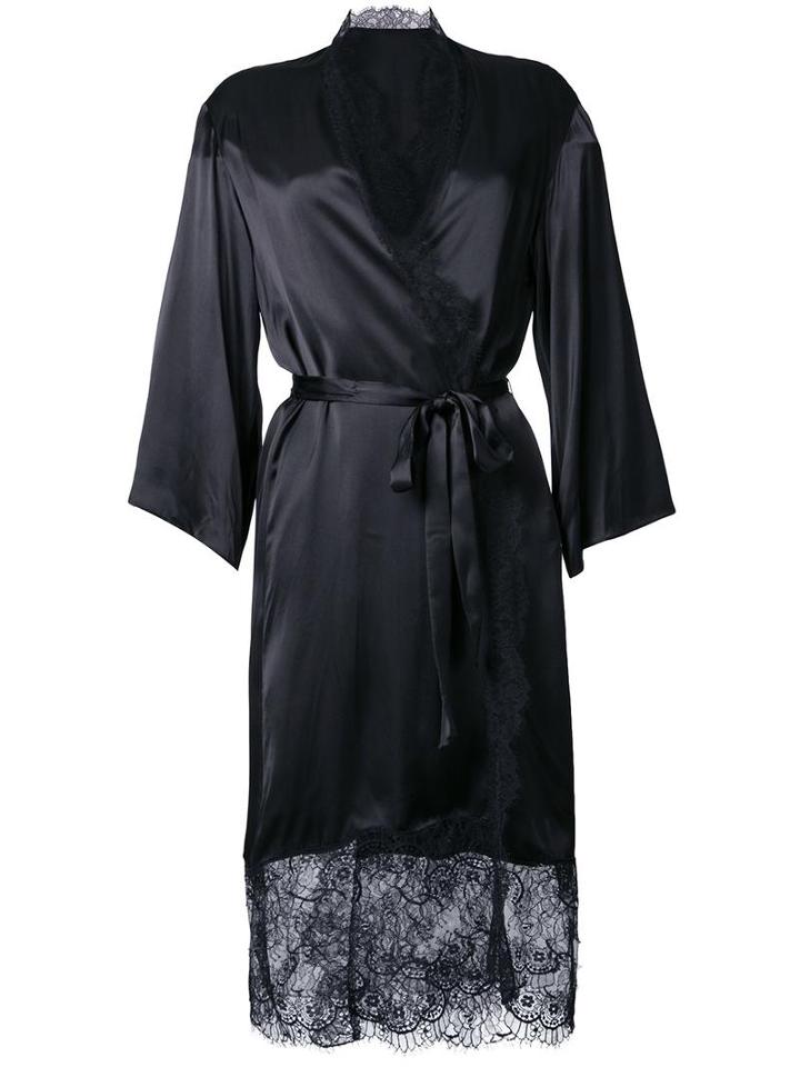 H Beauty & Youth Lace Detail Belted Coat, Women's, Size: Small, Black, Acetate