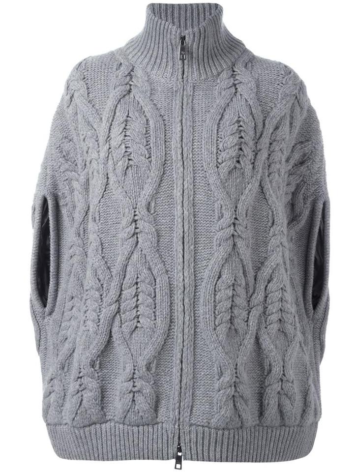 Fay Cable Knit Zipped Jacket, Women's, Size: Medium, Grey, Wool/polyamide