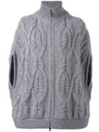 Fay Cable Knit Zipped Jacket, Women's, Size: Medium, Grey, Wool/polyamide