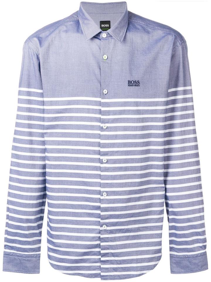 Boss Hugo Boss Striped Long Sleeved Shirt - Blue