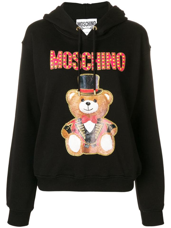 Moschino Logo Printed Hoodie - Black