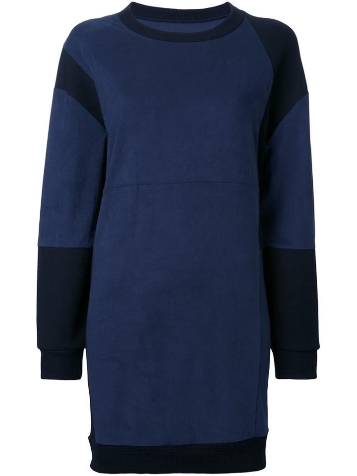 Mm6 Maison Margiela Panelled Sweatshirt Dress, Women's, Size: Xs, Blue, Polyamide/spandex/elastane