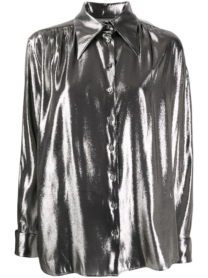 Alberta Ferretti Metallic Loose-fit Shirt - Silver
