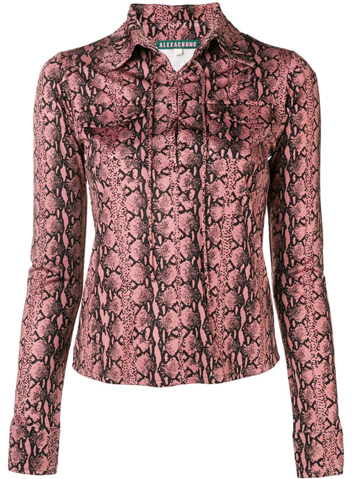 Alexa Chung Snakeskin Print Lace-up Shirt - Pink & Purple