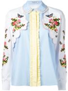 Vivetta - Floral And Face Embroidered Shirt - Women - Cotton - 38, White, Cotton