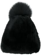 Liska Fur Bobble Hat - Black