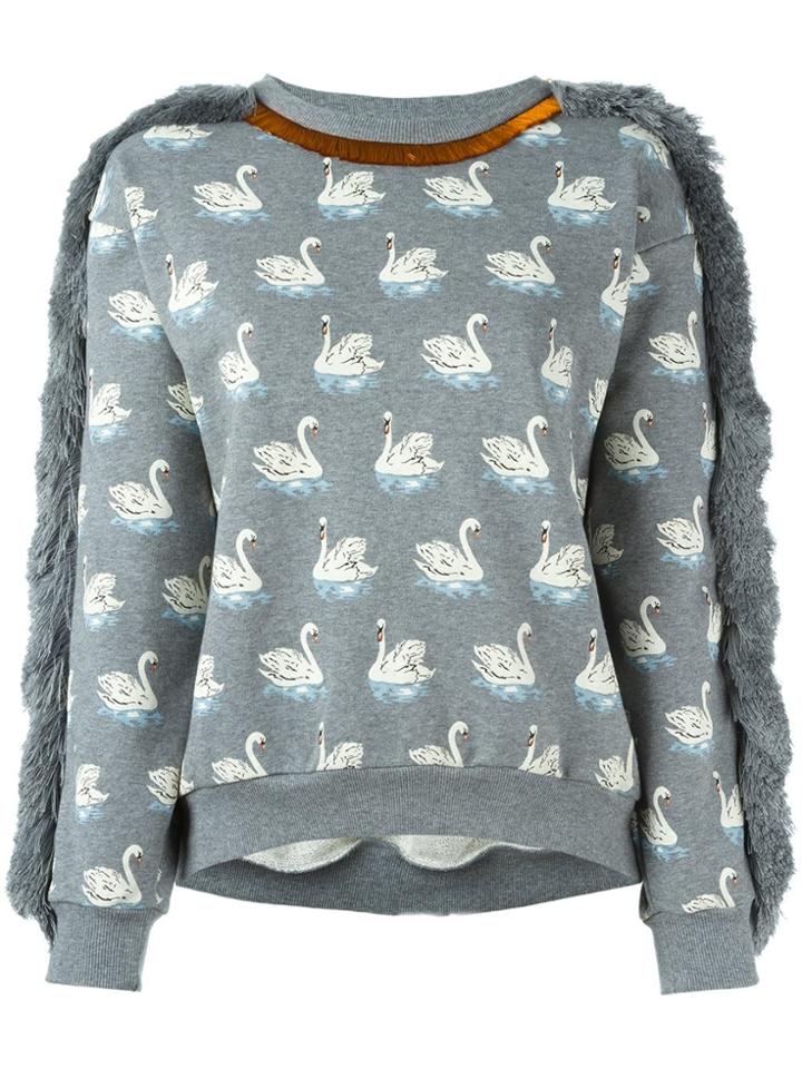 Stella Mccartney Duck Print Fringed Sweatshirt - Grey