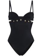 Versace Studded Swimsuit With Cut Out Back - Black