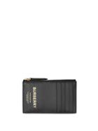 Burberry Horseferry Print Leather Zip Card Case - Black