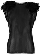 Daniele Carlotta Ruffled Trim Top, Women's, Size: 42, Black, Polyester/spandex/elastane/silk