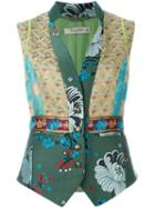 Etro Mix Pattern Waistcoat, Women's, Size: 40, Green, Polyester/linen/flax/silk/viscose