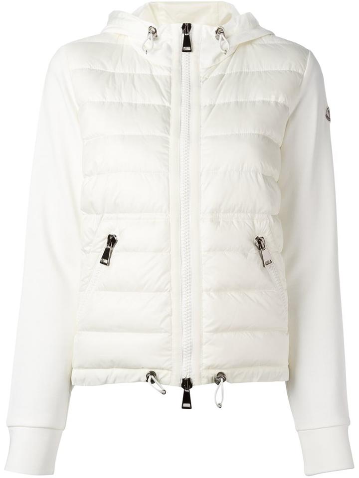 Moncler Padded Front Hooded Jacket, Women's, Size: Large, White, Polyamide/cotton/feather