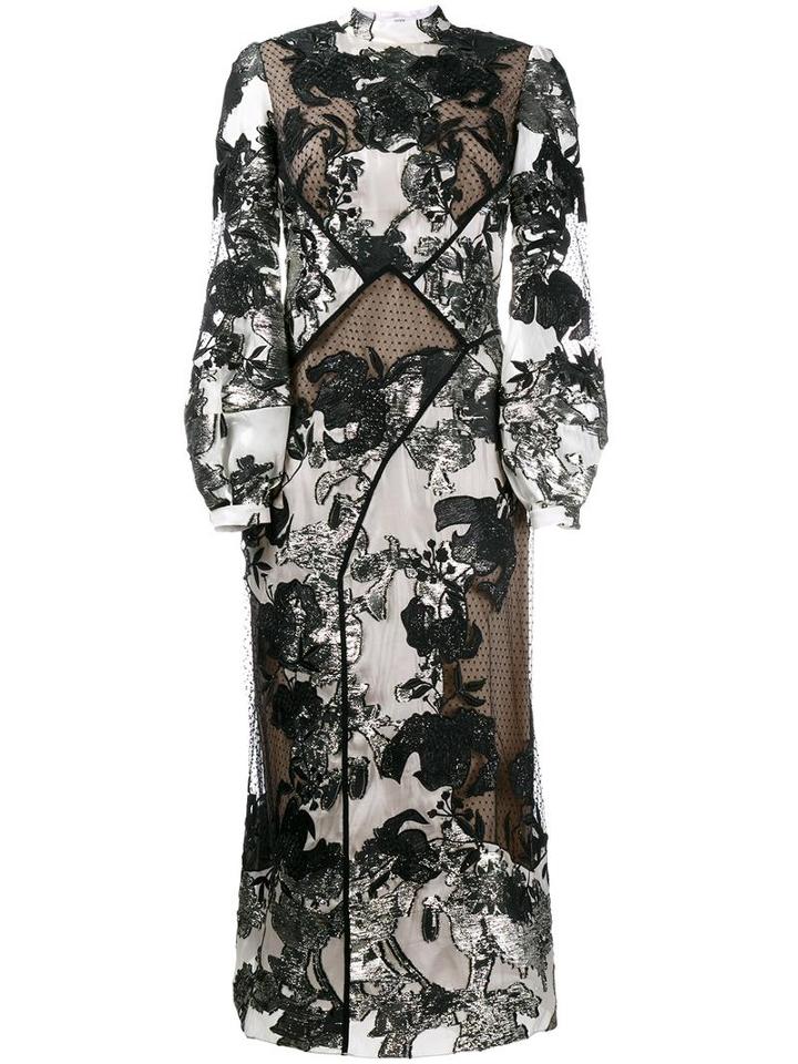Erdem Floral Jacquard Panelled Dress, Women's, Size: 8, Nude/neutrals, Polyester/polyamide/metallized Polyester/silk