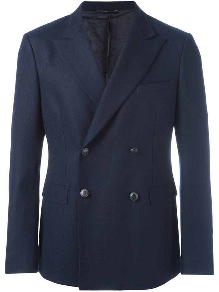 Tonello Double-breasted Suit Jacket, Men's, Size: 46, Blue, Viscose/cupro/virgin Wool/cashmere