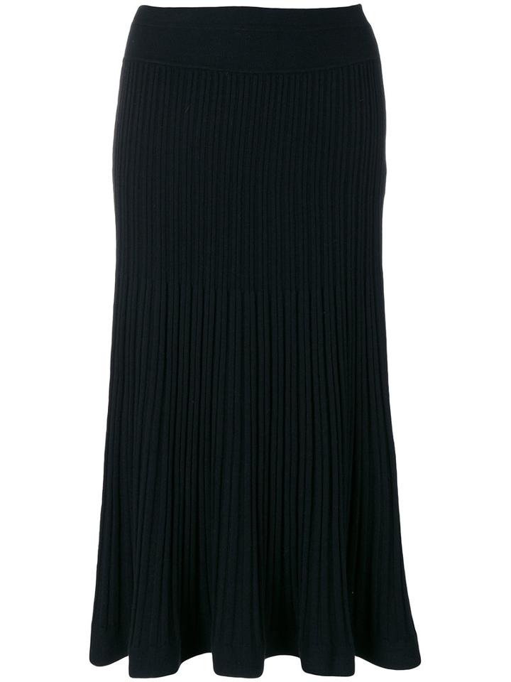 Dkny - Ribbed Flared Skirt - Women - Nylon/spandex/elastane/viscose/wool - M, Black, Nylon/spandex/elastane/viscose/wool