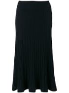 Dkny - Ribbed Flared Skirt - Women - Nylon/spandex/elastane/viscose/wool - M, Black, Nylon/spandex/elastane/viscose/wool