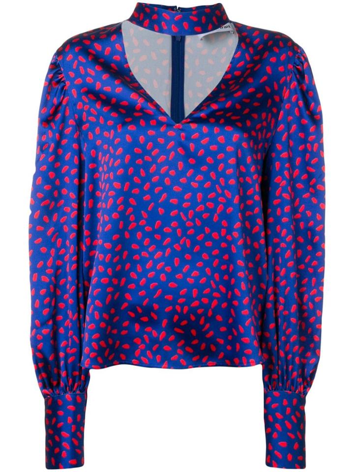 Self-portrait Band Collar Blouse - Blue