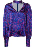 Self-portrait Band Collar Blouse - Blue
