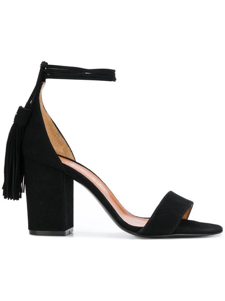 Via Roma 15 Tassle Ankle Tie Sandals - Black