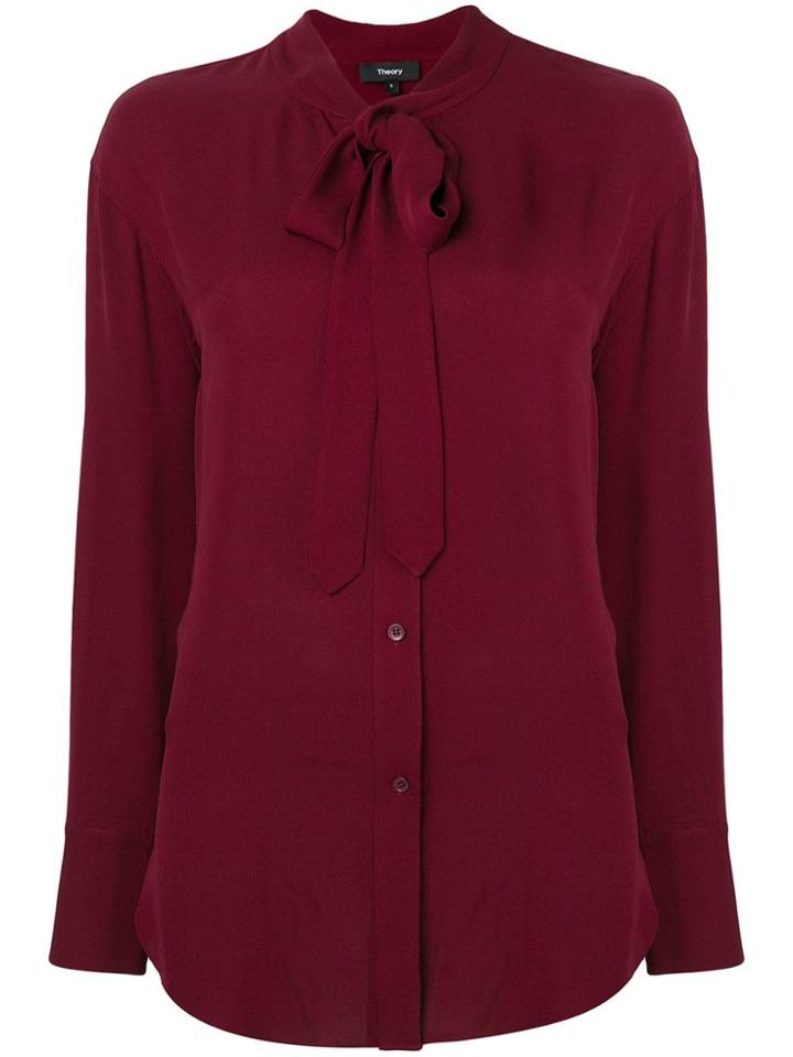 Theory Tie Neck Longline Shirt - Red