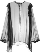 Matin Georgette Ruffle Seam Blouse - Black
