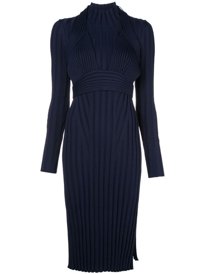 Proenza Schouler Heavy Rib Long Sleeve Mid Dress - Blue