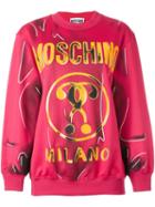 Moschino Trompe-l'ail Logo Sweatshirt, Women's, Size: 38, Pink/purple, Cotton/polyester/rayon/other Fibers