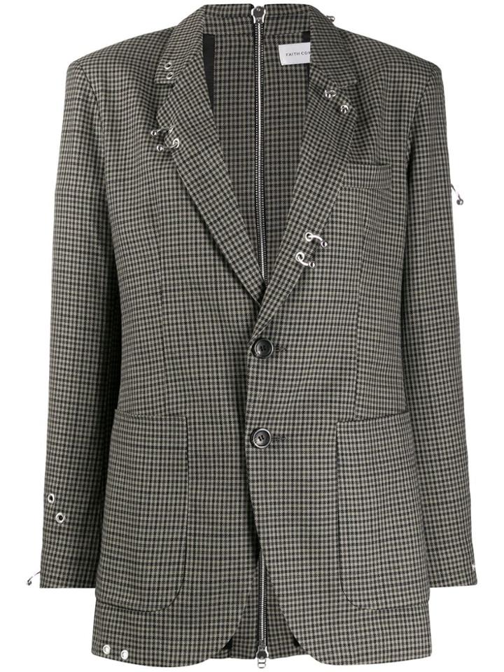 Faith Connexion Checkered Piercing Blazer - Black