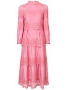 Vilshenko Lace Panel Midi Dress - Pink & Purple