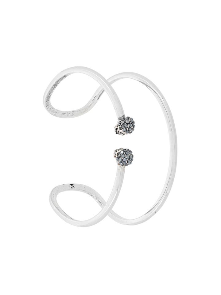 Alexander Mcqueen Embellished Skull Cuff - Metallic