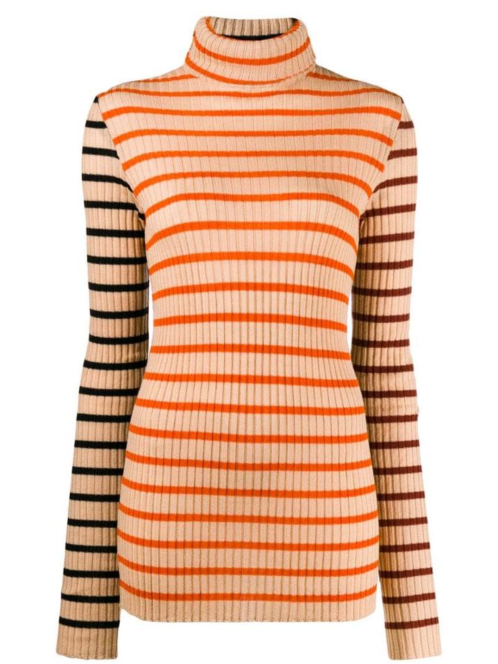 Nude Turtleneck Striped Jumper - Neutrals