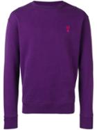 Ami Paris Crewneck Sweatshirt With Red Ami De Coeur Patch - Purple