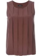 Roberto Collina Pleated Sleeveless Top, Women's, Size: L, Brown, Silk