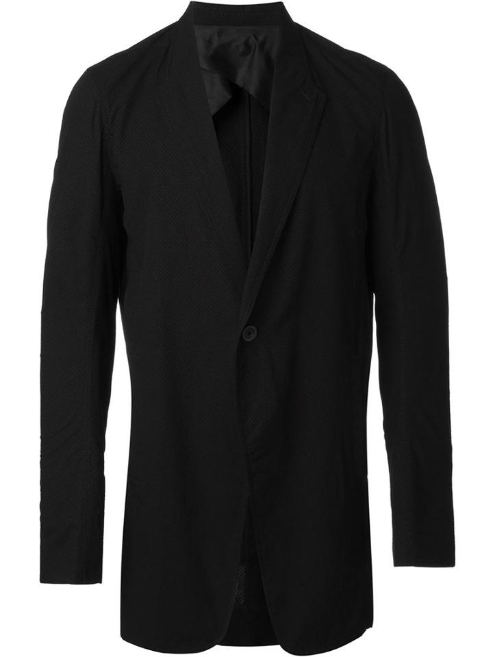 Rick Owens One Button Jacket, Men's, Size: 48, Black, Cupro/viscose/cotton