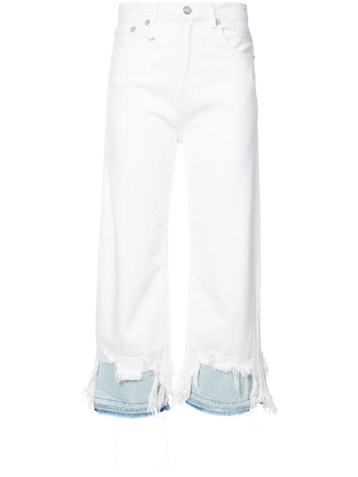 R13 Torn Double Cuff Jeans - White