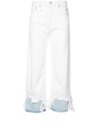 R13 Torn Double Cuff Jeans - White