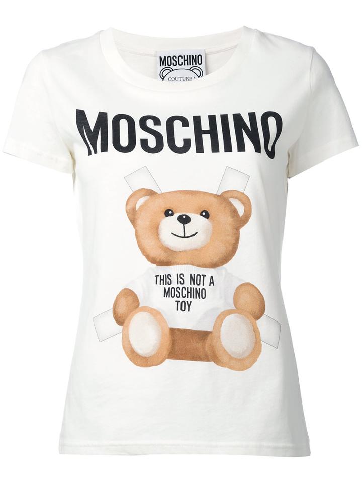 Moschino - Paper Doll Toy Bear Print T-shirt - Women - Cotton - 44, White, Cotton