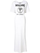 Moschino Double Question Mark Print Maxi Dress - White