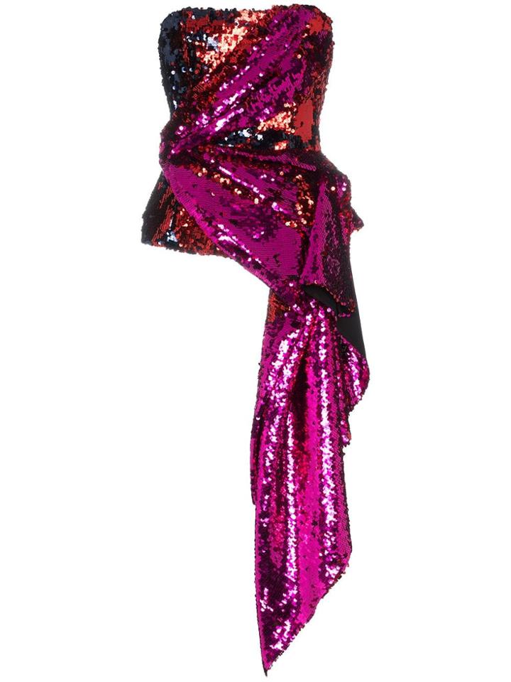 Halpern Sequin Embellished Strapless Top - Pink