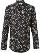 Saint Laurent Signature Dylan Collar Printed Shirt, Men's, Size: 42, Black, Viscose