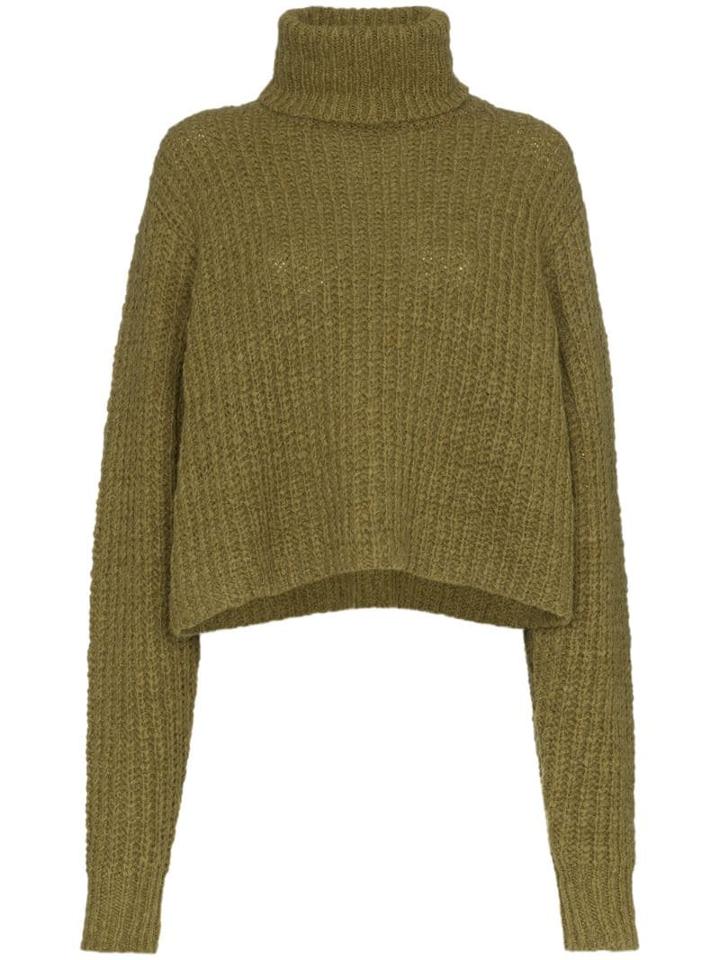 Simon Miller Cropped Rib Knit Turtleneck Jumper - Green