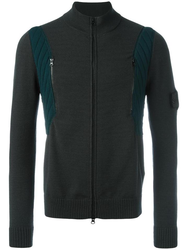 Stone Island Shadow Project Zip Up Cardigan, Men's, Size: Medium, Blue, Polypropylene/wool/polyamide/spandex/elastane