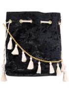 Kayu Drawstring Tassel Bag - Black